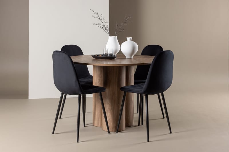 Spisegruppe Venture Home Olivia spisegruppe 110 cm rund med 4 Polar-stoler Mocca/Svart/Svart - Møbler - Bord - Spisegrupper