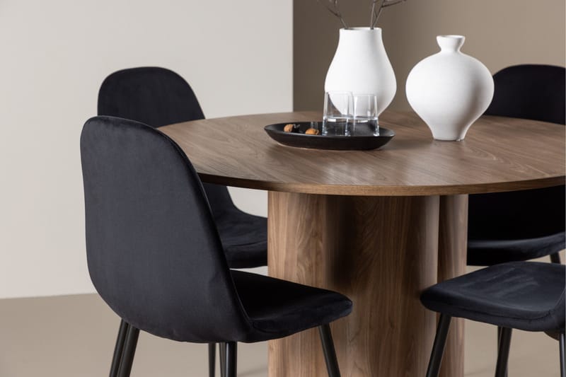 Spisegruppe Venture Home Olivia spisegruppe 110 cm rund med 4 Polar-stoler Mocca/Svart/Svart - Møbler - Bord - Spisegrupper