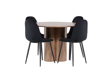 Spisegruppe Venture Home Olivia spisegruppe 110 cm rund med 4 Polar-stoler Mocca/Svart/Svart - Møbler - Bord - Spisegrupper