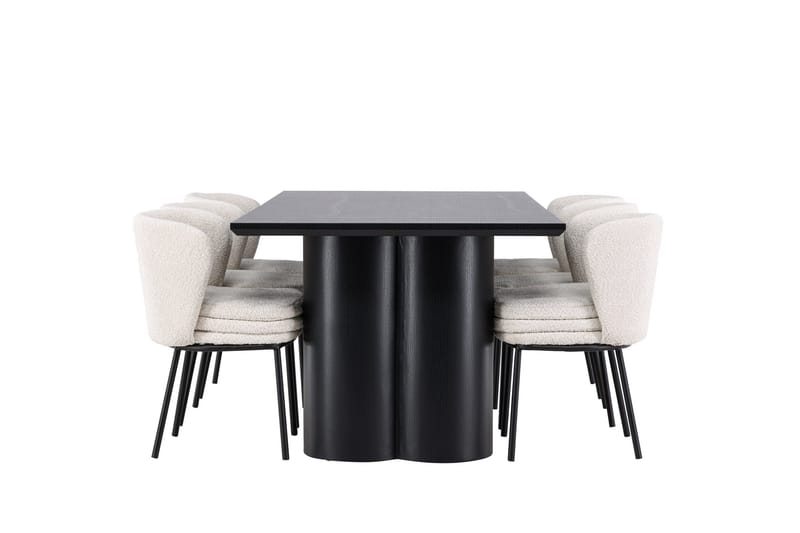 Spisegruppe Venture Home Olivia spisegruppe 210 cm rektangulær med 6 Agnes-stoler Svart/Hvit/Svart - Møbler - Bord - Spisegrupper