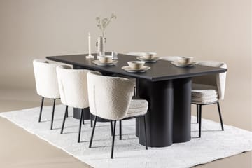 Spisegruppe Venture Home Olivia spisegruppe 210 cm rektangulær med 6 Agnes-stoler Svart/Hvit/Svart - Møbler - Bord - Spisegrupper