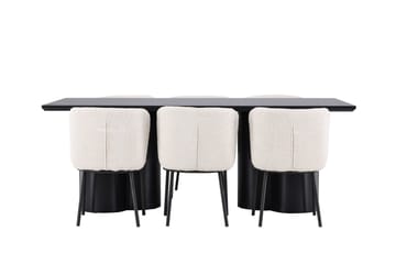 Spisegruppe Venture Home Olivia spisegruppe 210 cm rektangulær med 6 Agnes-stoler Svart/Hvit/Svart - Møbler - Bord - Spisegrupper