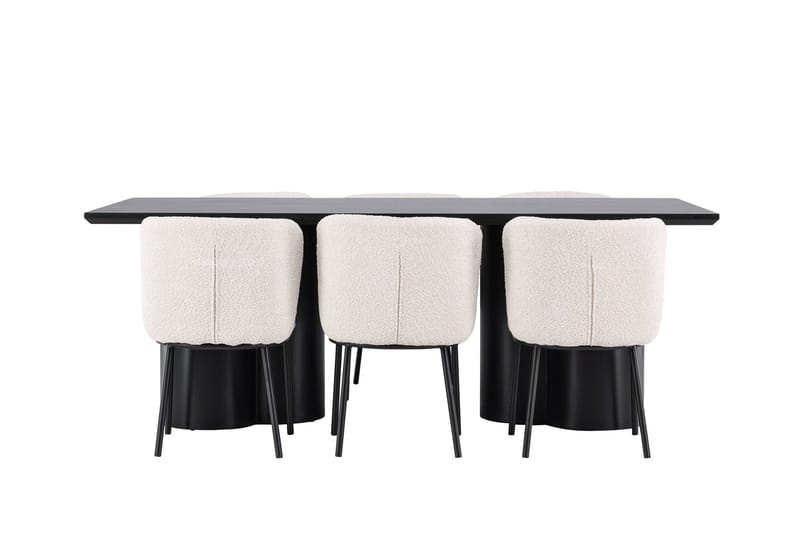 Spisegruppe Venture Home Olivia spisegruppe 210 cm rektangulær med 6 Agnes-stoler Svart/Hvit/Svart - Møbler - Bord - Spisegrupper