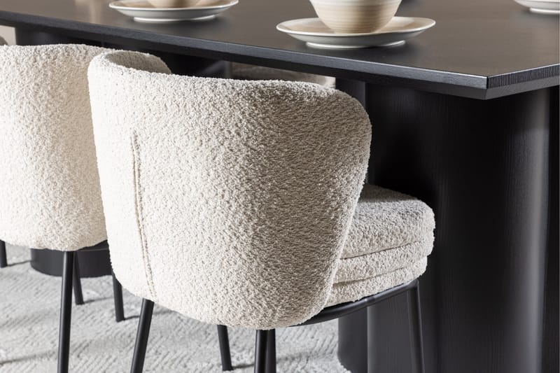 Spisegruppe Venture Home Olivia spisegruppe 210 cm rektangulær med 6 Agnes-stoler Svart/Hvit/Svart - Møbler - Bord - Spisegrupper