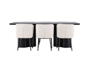 Spisegruppe Venture Home Olivia spisegruppe 210 cm rektangulær med 6 Agnes-stoler Svart/Hvit/Svart - Møbler - Bord - Spisegrupper