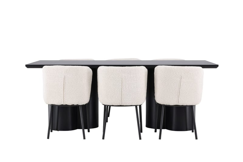 Spisegruppe Venture Home Olivia spisegruppe 210 cm rektangulær med 6 Agnes-stoler Svart/Hvit/Svart - Møbler - Bord - Spisegrupper