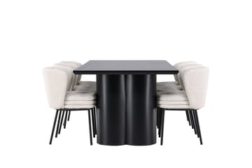 Spisegruppe Venture Home Olivia spisegruppe 210 cm rektangulær med 6 Agnes-stoler Svart/Hvit/Svart - Møbler - Bord - Spisegrupper