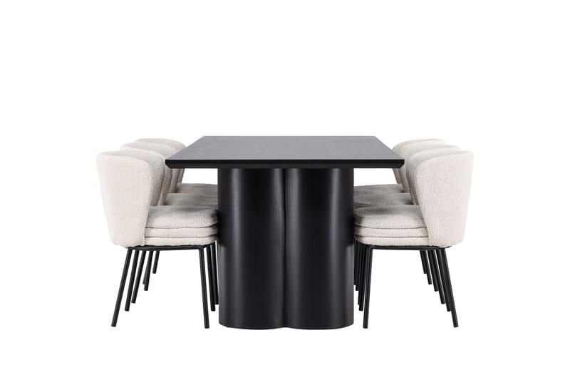 Spisegruppe Venture Home Olivia spisegruppe 210 cm rektangulær med 6 Agnes-stoler Svart/Hvit/Svart - Møbler - Bord - Spisegrupper