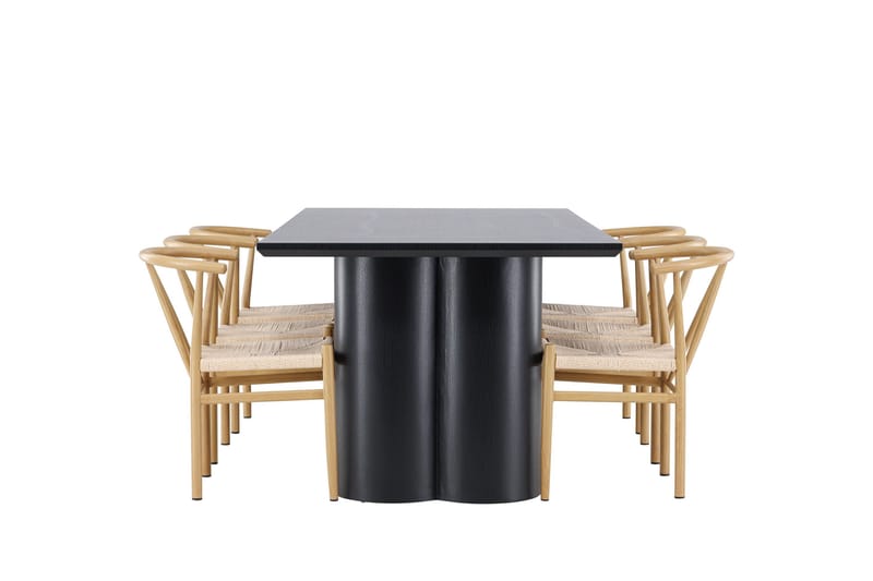 Spisegruppe Venture Home Olivia spisegruppe 210 cm rektangulær med 6 Alfons-stoler Svart/Beige/Brun - Møbler - Bord - Spisegrupper