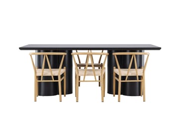 Spisegruppe Venture Home Olivia spisegruppe 210 cm rektangulær med 6 Alfons-stoler Svart/Beige/Brun - Møbler - Bord - Spisegrupper
