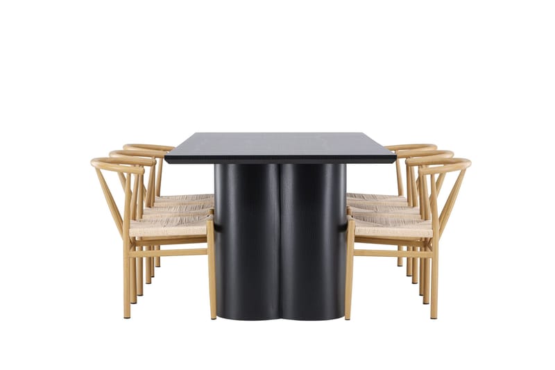 Spisegruppe Venture Home Olivia spisegruppe 210 cm rektangulær med 6 Alfons-stoler Svart/Beige/Brun - Møbler - Bord - Spisegrupper