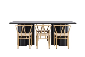 Spisegruppe Venture Home Olivia spisegruppe 210 cm rektangulær med 6 Alfons-stoler Svart/Beige/Brun - Møbler - Bord - Spisegrupper