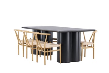 Spisegruppe Venture Home Olivia spisegruppe 210 cm rektangulær med 6 Alfons-stoler Svart/Beige/Brun - Møbler - Bord - Spisegrupper