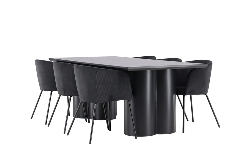 Spisegruppe Venture Home Olivia spisegruppe 210 cm rektangulær med 6 Berit-stoler Svart/Svart/Svart - Møbler - Bord - Spisegrupper