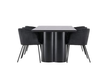 Spisegruppe Venture Home Olivia spisegruppe 210 cm rektangulær med 6 Berit-stoler Svart/Svart/Svart - Møbler - Bord - Spisegrupper