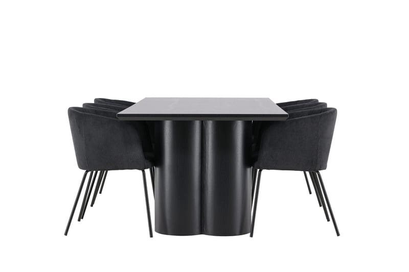 Spisegruppe Venture Home Olivia spisegruppe 210 cm rektangulær med 6 Berit-stoler Svart/Svart/Svart - Møbler - Bord - Spisegrupper