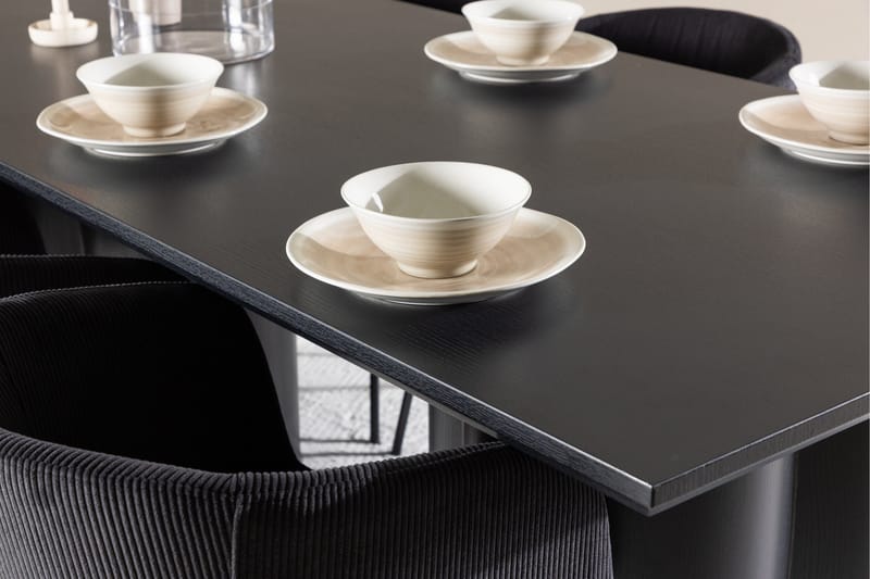 Spisegruppe Venture Home Olivia spisegruppe 210 cm rektangulær med 6 Berit-stoler Svart/Svart/Svart - Møbler - Bord - Spisegrupper