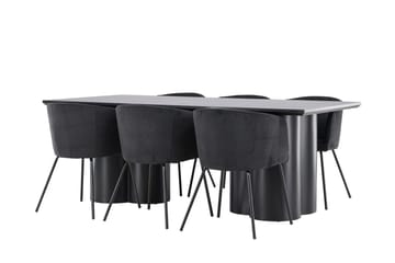 Spisegruppe Venture Home Olivia spisegruppe 210 cm rektangulær med 6 Berit-stoler Svart/Svart/Svart - Møbler - Bord - Spisegrupper