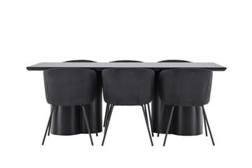 Spisegruppe Venture Home Olivia spisegruppe 210 cm rektangulær med 6 Berit-stoler Svart/Svart/Svart - Møbler - Bord - Spisegrupper