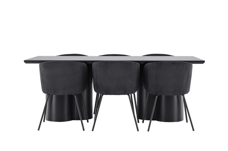 Spisegruppe Venture Home Olivia spisegruppe 210 cm rektangulær med 6 Berit-stoler Svart/Svart/Svart - Møbler - Bord - Spisegrupper
