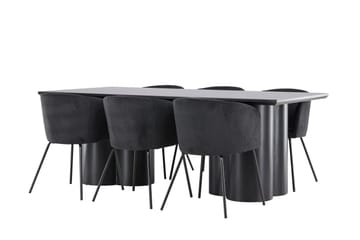 Spisegruppe Venture Home Olivia spisegruppe 210 cm rektangulær med 6 Berit-stoler Svart/Svart/Svart - Møbler - Bord - Spisegrupper