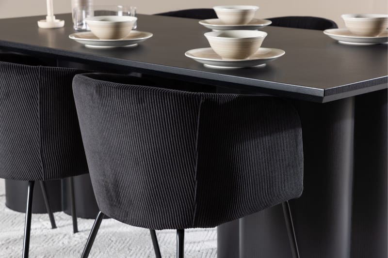 Spisegruppe Venture Home Olivia spisegruppe 210 cm rektangulær med 6 Berit-stoler Svart/Svart/Svart - Møbler - Bord - Spisegrupper