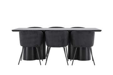 Spisegruppe Venture Home Olivia spisegruppe 210 cm rektangulær med 6 Berit-stoler Svart/Svart/Svart - Møbler - Bord - Spisegrupper