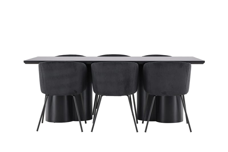 Spisegruppe Venture Home Olivia spisegruppe 210 cm rektangulær med 6 Berit-stoler Svart/Svart/Svart - Møbler - Bord - Spisegrupper