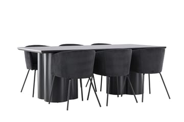 Spisegruppe Venture Home Olivia spisegruppe 210 cm rektangulær med 6 Berit-stoler Svart/Svart/Svart - Møbler - Bord - Spisegrupper