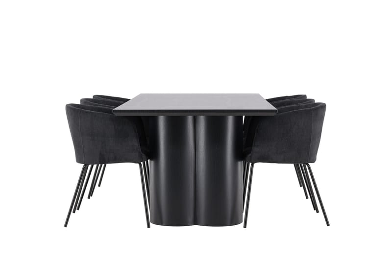 Spisegruppe Venture Home Olivia spisegruppe 210 cm rektangulær med 6 Berit-stoler Svart/Svart/Svart - Møbler - Bord - Spisegrupper