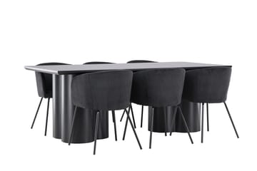 Spisegruppe Venture Home Olivia spisegruppe 210 cm rektangulær med 6 Berit-stoler Svart/Svart/Svart - Møbler - Bord - Spisegrupper
