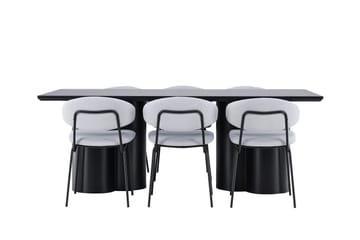 Spisegruppe Venture Home Olivia spisegruppe 210 cm rektangulær med 6 Chico-stoler Svart/Blå/Svart - Møbler - Bord - Spisegrupper