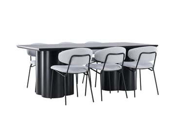 Spisegruppe Venture Home Olivia spisegruppe 210 cm rektangulær med 6 Chico-stoler Svart/Blå/Svart - Møbler - Bord - Spisegrupper