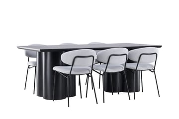 Spisegruppe Venture Home Olivia spisegruppe 210 cm rektangulær med 6 Chico-stoler Svart/Blå/Svart - Møbler - Bord - Spisegrupper