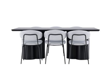 Spisegruppe Venture Home Olivia spisegruppe 210 cm rektangulær med 6 Chico-stoler Svart/Blå/Svart - Møbler - Bord - Spisegrupper
