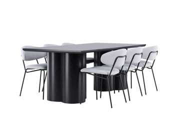 Spisegruppe Venture Home Olivia spisegruppe 210 cm rektangulær med 6 Chico-stoler Svart/Blå/Svart - Møbler - Bord - Spisegrupper