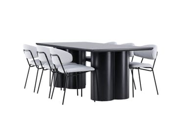 Spisegruppe Venture Home Olivia spisegruppe 210 cm rektangulær med 6 Chico-stoler Svart/Blå/Svart - Møbler - Bord - Spisegrupper