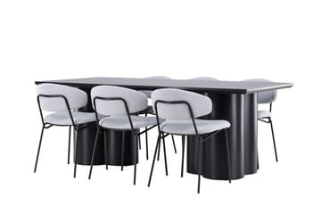 Spisegruppe Venture Home Olivia spisegruppe 210 cm rektangulær med 6 Chico-stoler Svart/Blå/Svart - Møbler - Bord - Spisegrupper
