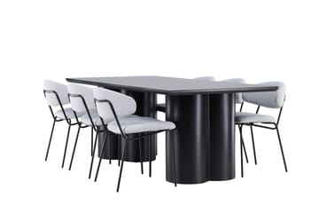 Spisegruppe Venture Home Olivia spisegruppe 210 cm rektangulær med 6 Chico-stoler Svart/Blå/Svart - Møbler - Bord - Spisegrupper