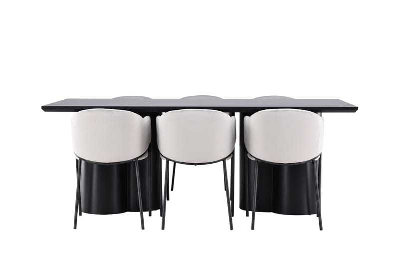 Spisegruppe Venture Home Olivia spisegruppe 210 cm rektangulær med 6 Evelina-stoler Svart/Grå/Svart - Møbler - Bord - Spisegrupper