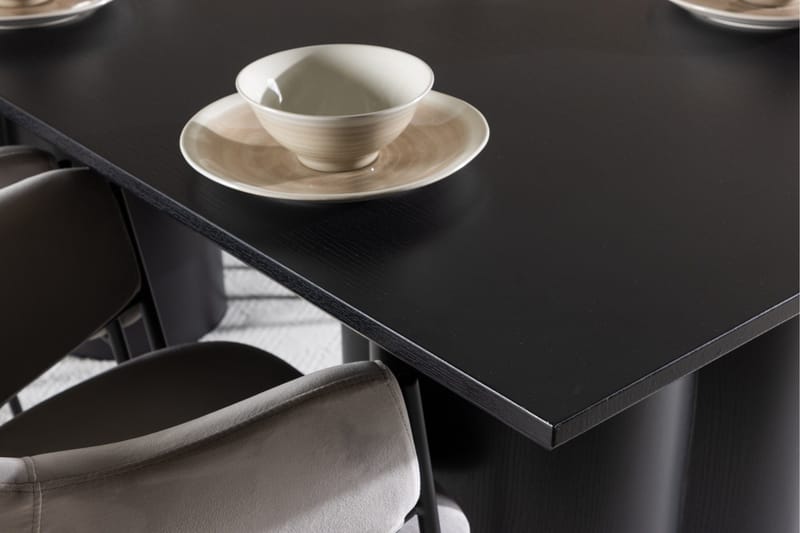 Spisegruppe Venture Home Olivia spisegruppe 210 cm rektangulær med 6 Evelina-stoler Svart/Grå/Svart - Møbler - Bord - Spisegrupper