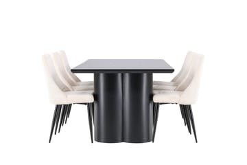 Spisegruppe Venture Home Olivia spisegruppe 210 cm rektangulær med 6 Leone-stoler Svart/Beige/Svart - Møbler - Bord - Spisegrupper