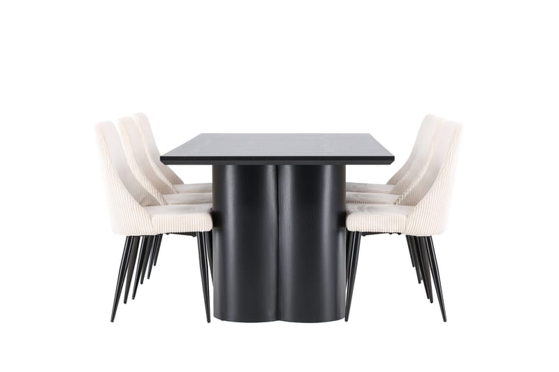 Spisegruppe Venture Home Olivia spisegruppe 210 cm rektangulær med 6 Leone-stoler Svart/Beige/Svart - Møbler - Bord - Spisegrupper