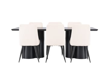 Spisegruppe Venture Home Olivia spisegruppe 210 cm rektangulær med 6 Leone-stoler Svart/Beige/Svart - Møbler - Bord - Spisegrupper