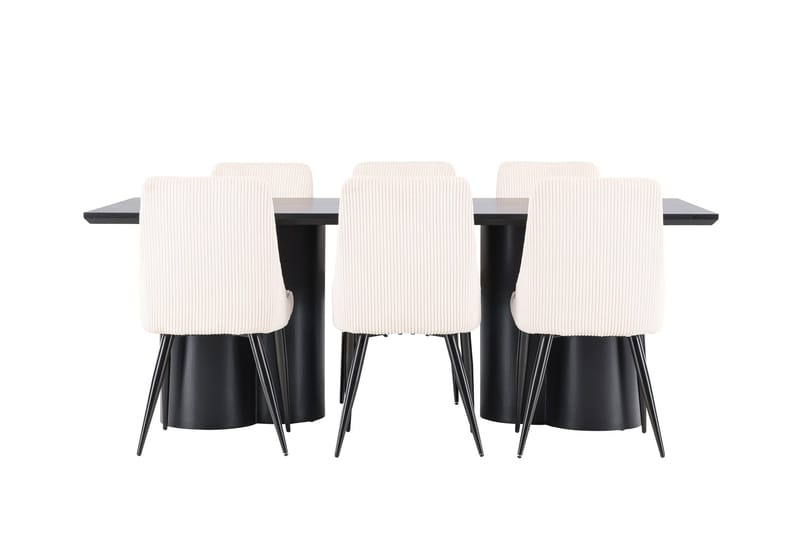 Spisegruppe Venture Home Olivia spisegruppe 210 cm rektangulær med 6 Leone-stoler Svart/Beige/Svart - Møbler - Bord - Spisegrupper