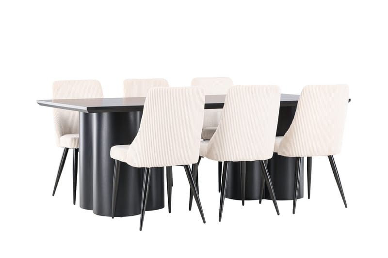 Spisegruppe Venture Home Olivia spisegruppe 210 cm rektangulær med 6 Leone-stoler Svart/Beige/Svart - Møbler - Bord - Spisegrupper