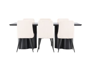 Spisegruppe Venture Home Olivia spisegruppe 210 cm rektangulær med 6 Leone-stoler Svart/Beige/Svart - Møbler - Bord - Spisegrupper