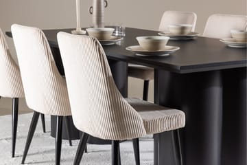 Spisegruppe Venture Home Olivia spisegruppe 210 cm rektangulær med 6 Leone-stoler Svart/Beige/Svart - Møbler - Bord - Spisegrupper