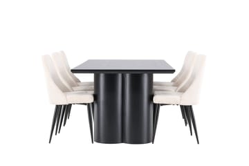 Spisegruppe Venture Home Olivia spisegruppe 210 cm rektangulær med 6 Leone-stoler Svart/Beige/Svart - Møbler - Bord - Spisegrupper