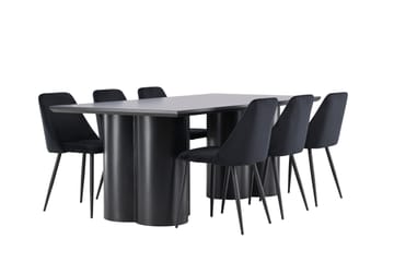 Spisegruppe Venture Home Olivia spisegruppe 210 cm rektangulær med 6 Night-stoler Svart/Svart/Svart - Møbler - Bord - Spisegrupper